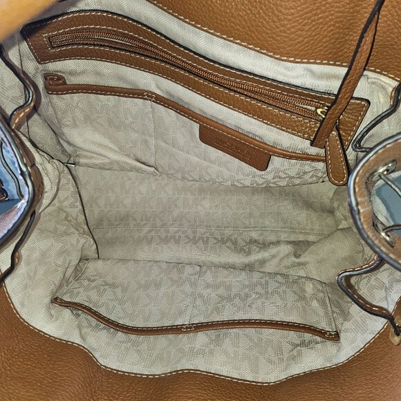 Michael Kors Brown & Beige Signature Canvas Leather Tote Bag With Wallet - Picture 7 of 15